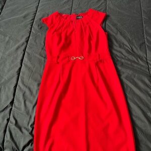 Enfocus Studio Strapless Red Dress with Gold Accent